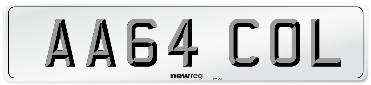 AA64 COL Number Plate from New Reg